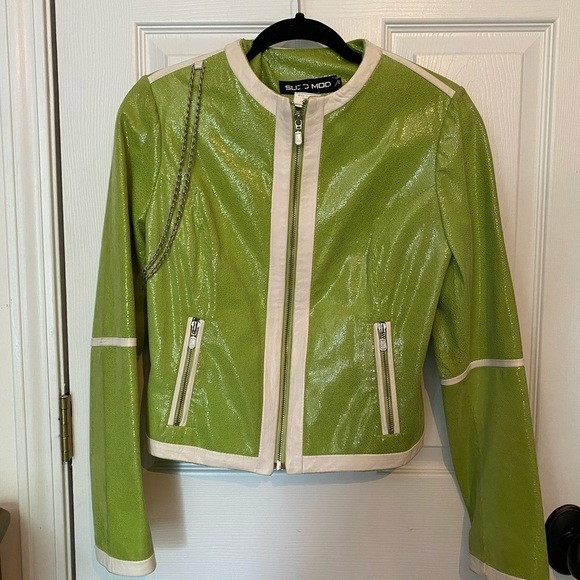 SUED MOD vintage Lime Green Leather Jacket - Picture 5 of 6